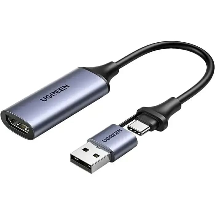 Adapter Ugreen 40189, USB-C (M) + USB-A (M) na HDMI (Ž), crno-sivi