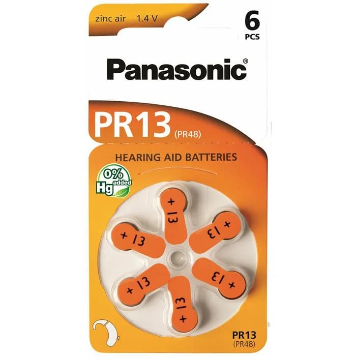 Baterije za slušni aparat Panasonic Zinc Air PR13, 6 komada, PR13L/6LB
