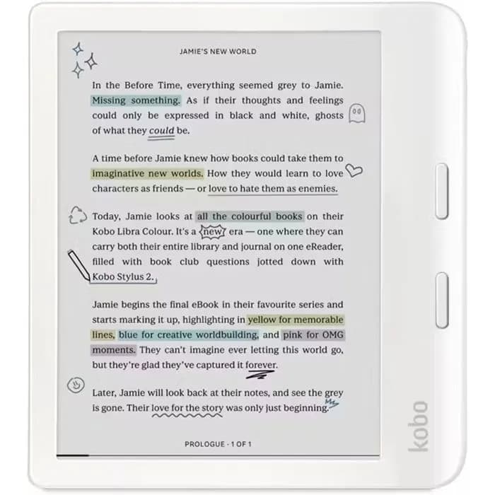 E-Book Reader Kobo Libra Colour, 7" Touch, 32GB, WiFi, 300dpi, white