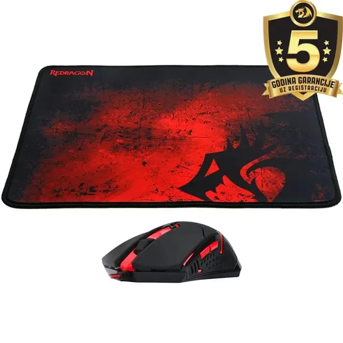 Gaming Combo Redragon M601-WL, miš, podloga za miš, crveno-crni
