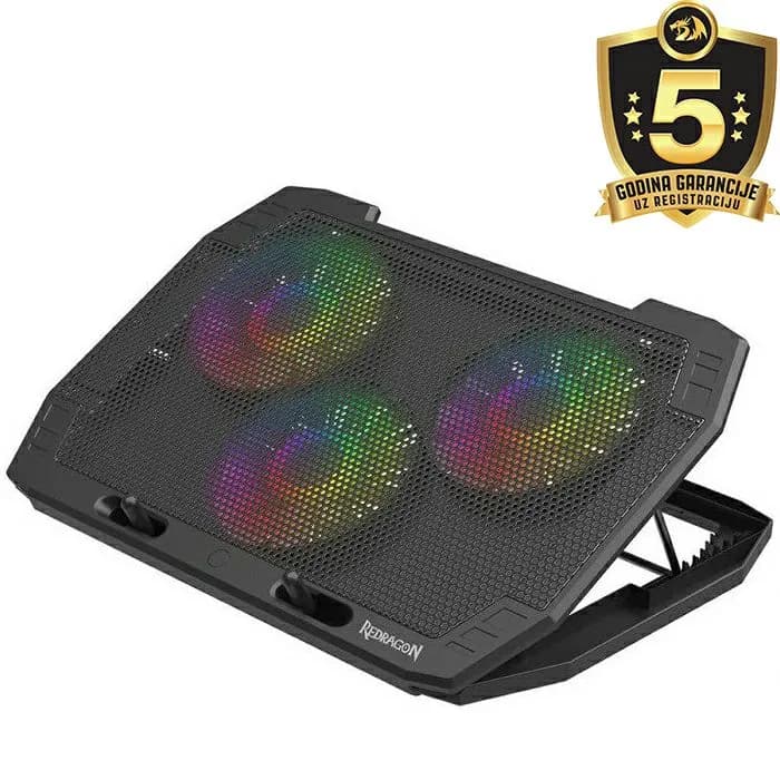 Hladnjak za prijenosno računalo Redragon Ingrid GCP511, do 17", RGB, crni