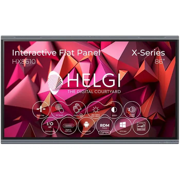 Interaktivni ekran Helgi HX8610, 86" TouchScreen, UHD 4K, 4xHDMI, 1xDP, Android, zvučnici