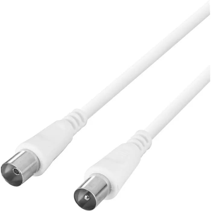 Kabel Deltaco 150001, koaksijalni (M) na koaksijalni (Ž), 1.0m, bijeli