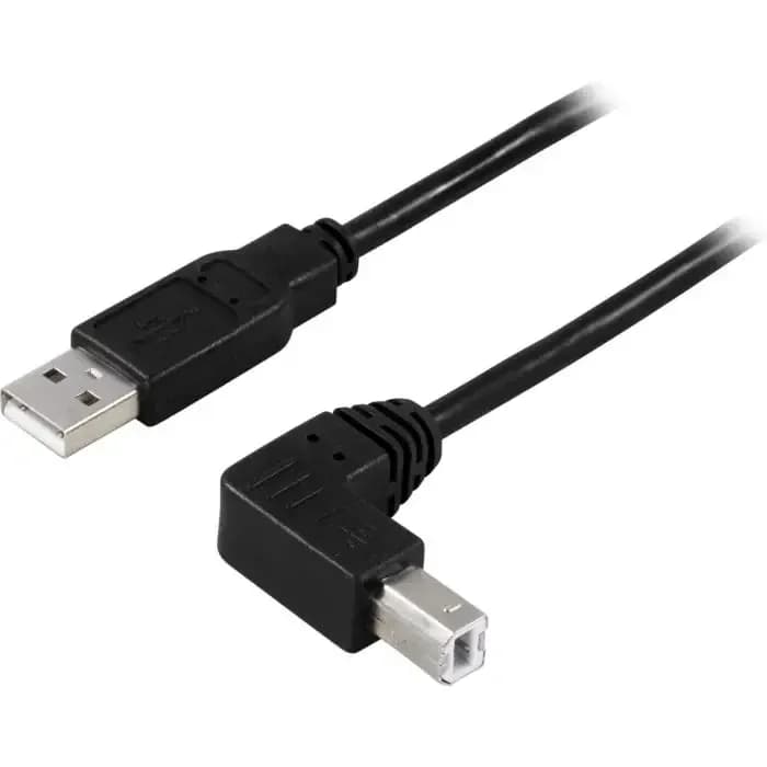 Kabel Deltaco USB-210SA, USB-A (M) na kutni USB-B (M), 1.0m, crni