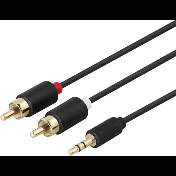 Kabel Deltaco, 3.5mm (M) na 2xRCA (M), 1.0m, crni