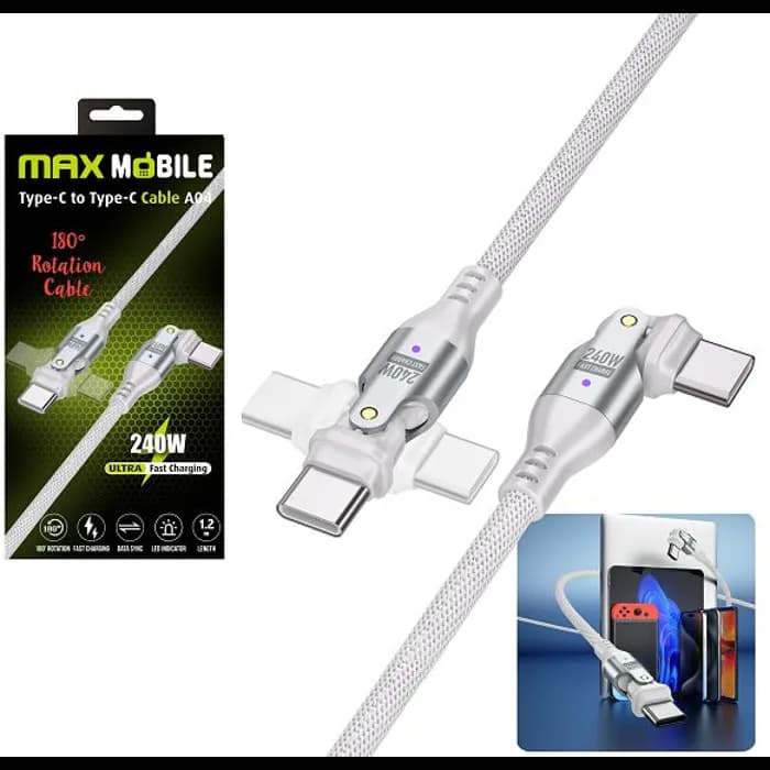 Kabel Max Mobile 3858895514020, USB-C (M) na USB-C (M), 1.2m, bijeli