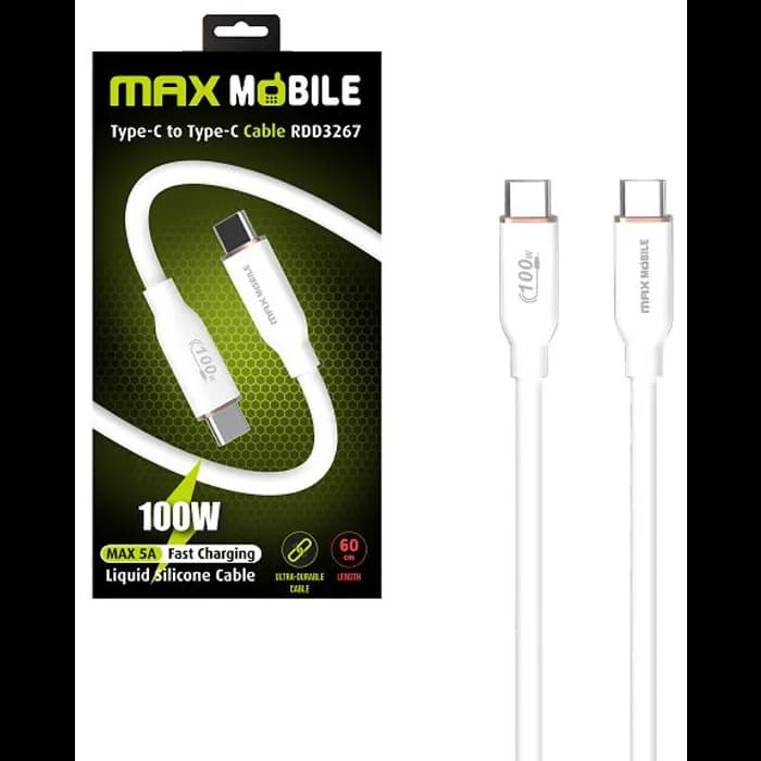 Kabel Max Mobile RDD3267, USB-C (M) na USB-C (M), 0.6m, QC, PD 100W, bijeli