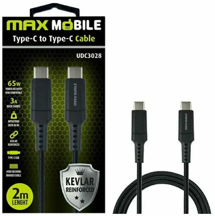 Kabel Max Mobile UDC3028, USB-C (M) na USB-C (M), 2.0m, crni