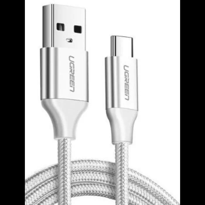Kabel Ugreen 60129, USB-A 2.0 (M) na USB-C (M), 0.25m, pleteni, QC, bijeli