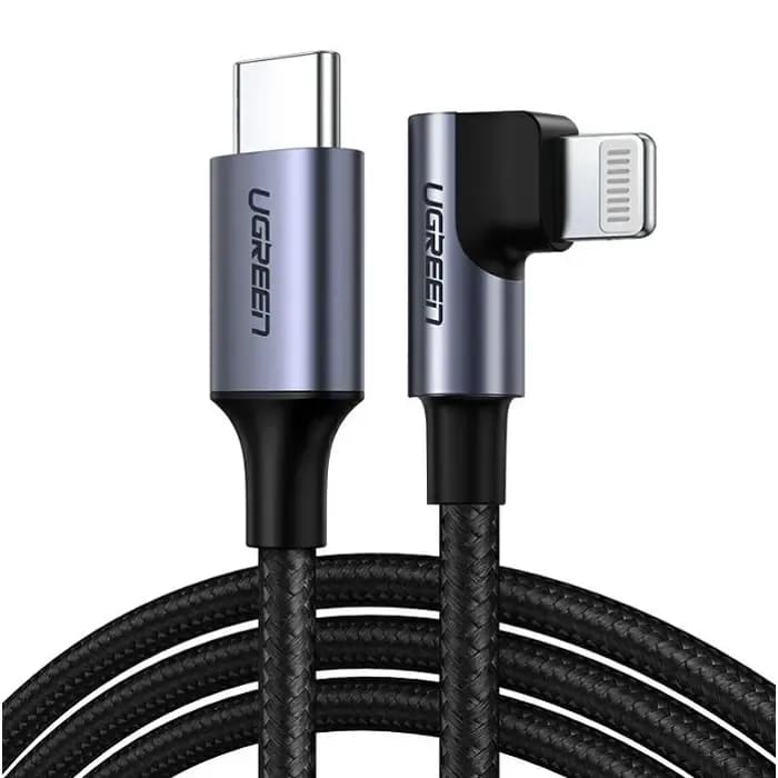 Kabel Ugreen 60764, USB-C (M) na kutni Lightning (M), pleteni, 1.5m, crni