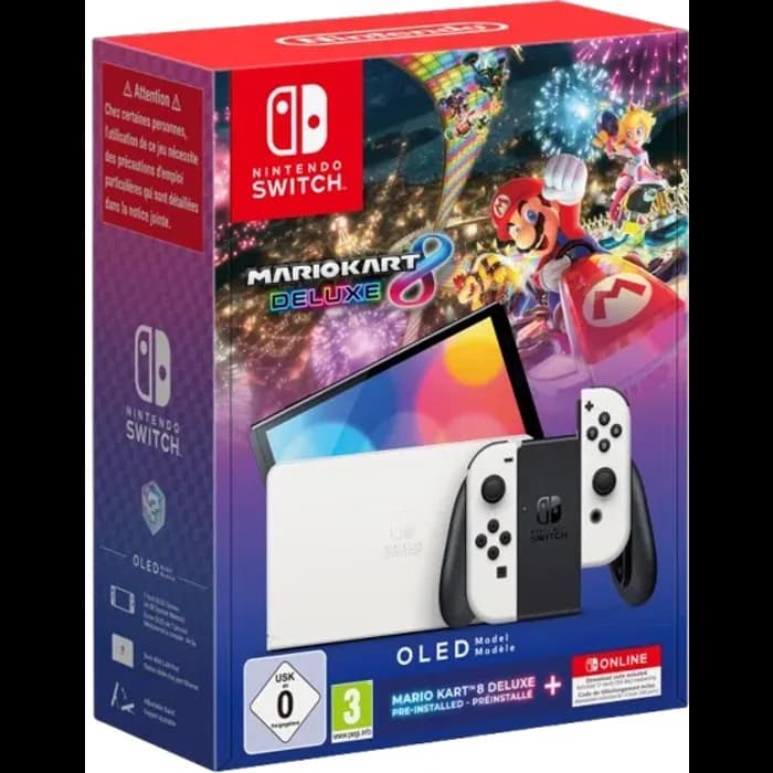 Konzola Nintendo Switch OLED, White + Mario Kart 8 Deluxe + 12 mjeseci online članstva