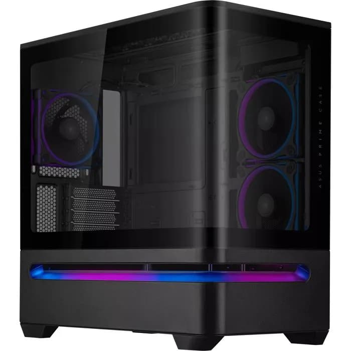Kućište Asus Prime AP202 ARGB, Mini tower, kaljeno staklo, bez napajanja, Micro ATX, crno
