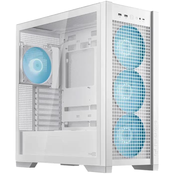 Kućište Asus TUF Gaming GT302 ARGB, Mid tower, kaljeno staklo, bez napajanja, E-ATX, bijelo