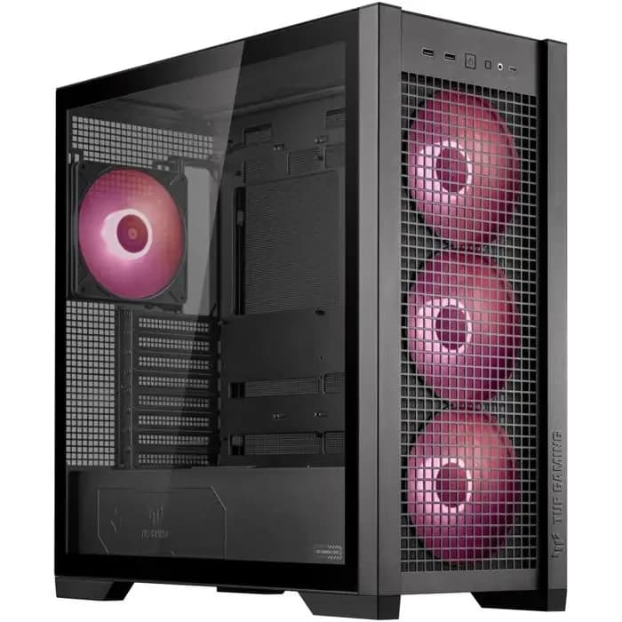 Kućište Asus TUF Gaming GT302 ARGB, Mid tower, kaljeno staklo, bez napajanja, E-ATX, crno