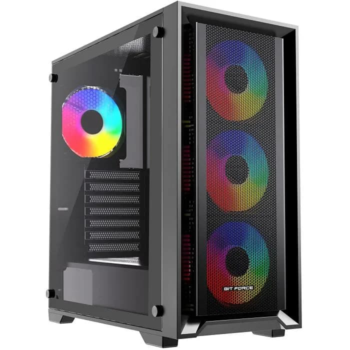 Kućište Bit Force Voltron ARGB-4, Mid tower, kaljeno staklo, bez napajanja, ATX, crno