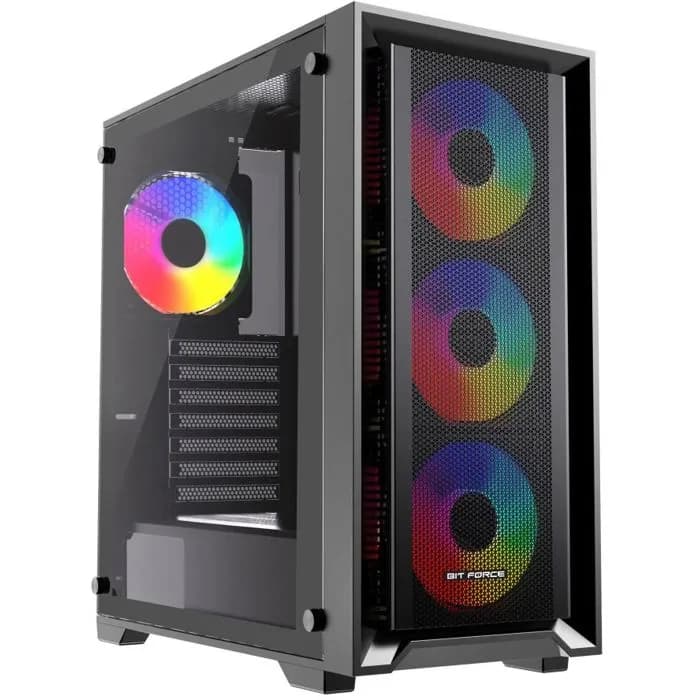Kućište Bit Force Voltron ARGB-C4, Mid tower, kaljeno staklo, bez napajanja, ATX, crno