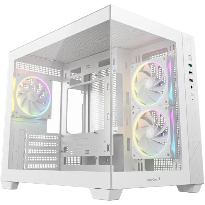 Kućište DeepCool CG330 3F WH, Midi tower, kaljeno staklo, bez napajanja, Micro ATX, bijelo