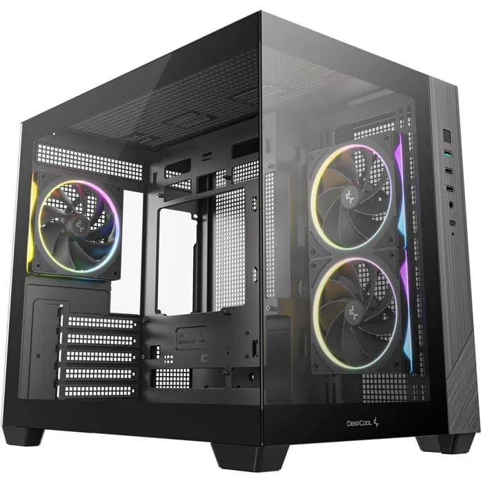 Kućište DeepCool CG330 3F, Midi tower, kaljeno staklo, bez napajanja, Micro ATX, crno