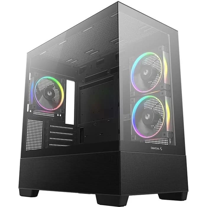 Kućište DeepCool CG380 3F, Mid tower, kaljeno staklo, bez napajanja, Micro ATX, crno