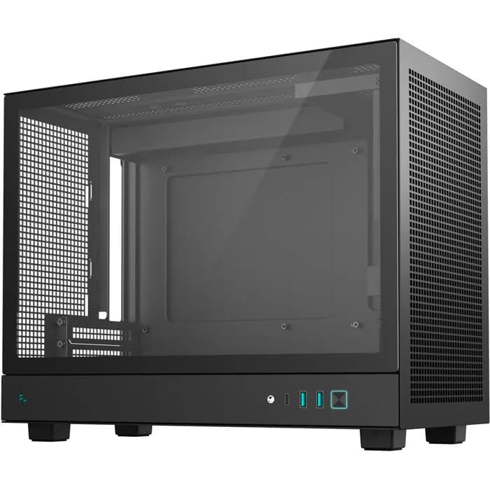 Kućište DeepCool CH160 Plus, Mid tower, kaljeno staklo, bez napajanja, Micro ATX, crno