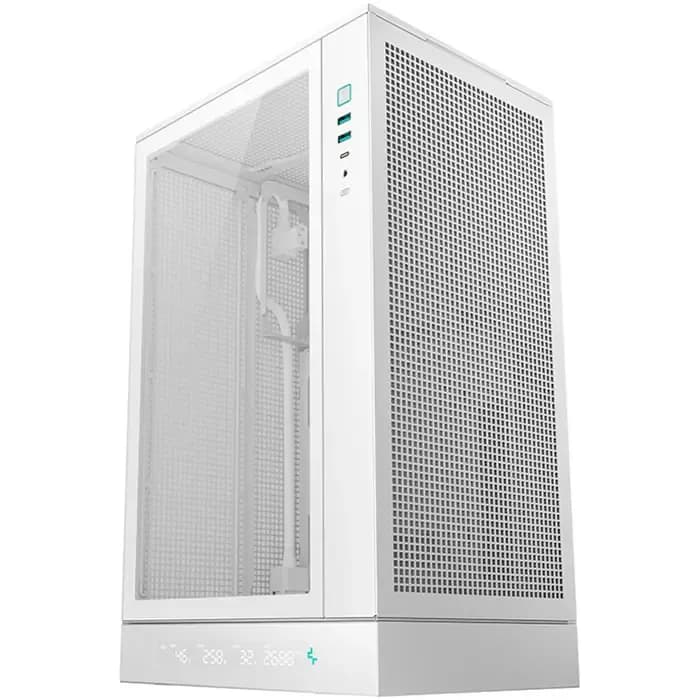 Kućište DeepCool CH270 Digital WH, Mini tower, kaljeno staklo, bez napajanja, Micro ATX, bijelo