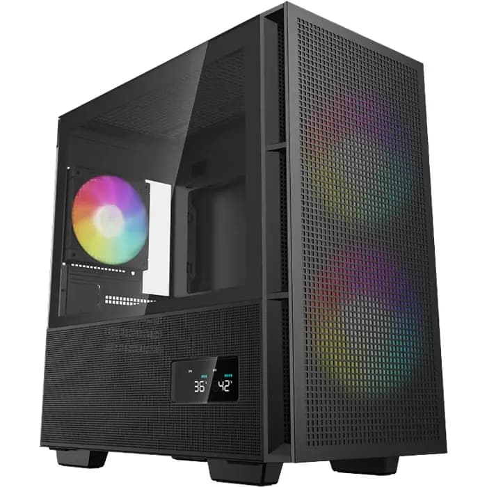 Kućište DeepCool CH360 Digital, Micro tower, kaljeno staklo, bez napajanja, Micro ATX, crno