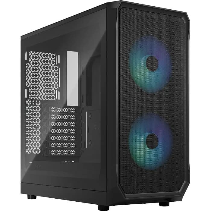 Kućište Fractal Focus 2 RGB Black TG, Mid tower, kaljeno staklo, bez napajanja, ATX, crno