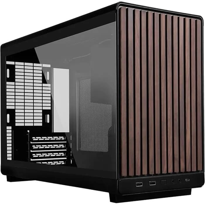 Kućište Lian Li A3-mATX Wood Edition, Micro tower, kaljeno staklo, bez napajanja, Micro ATX, crno