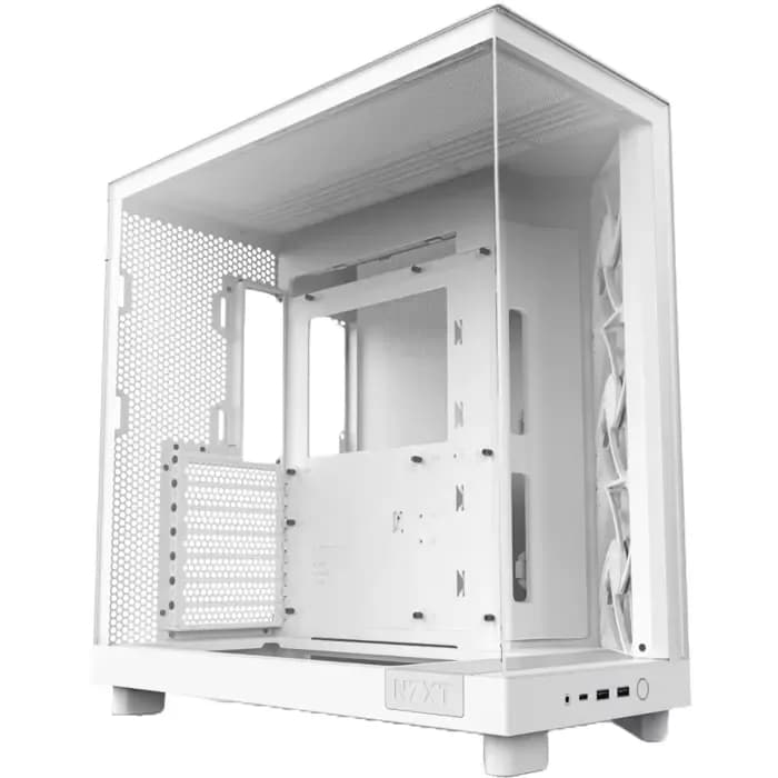 Kućište NZXT H6 Flow, Mid tower, kaljeno staklo, bez napajanja, ATX, bijelo