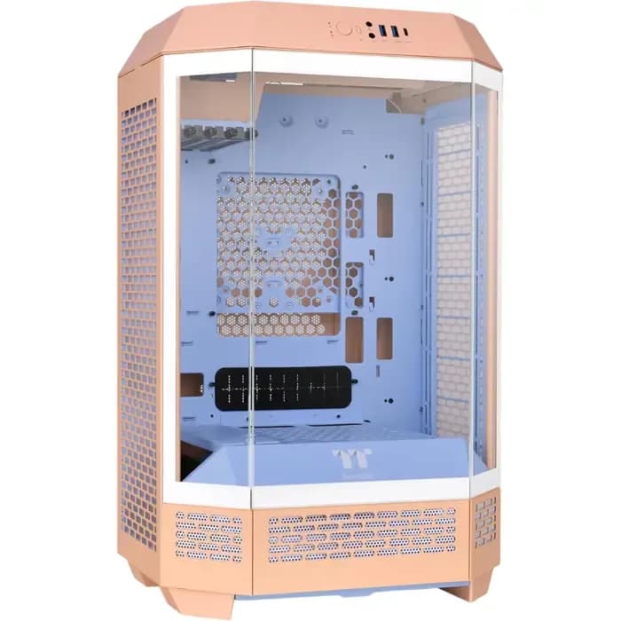 Kućište Thermaltake The Tower 300 Peach Fuzz, Micro tower, kaljeno staklo, bez napajanja, Micro ATX, pastelno rozo