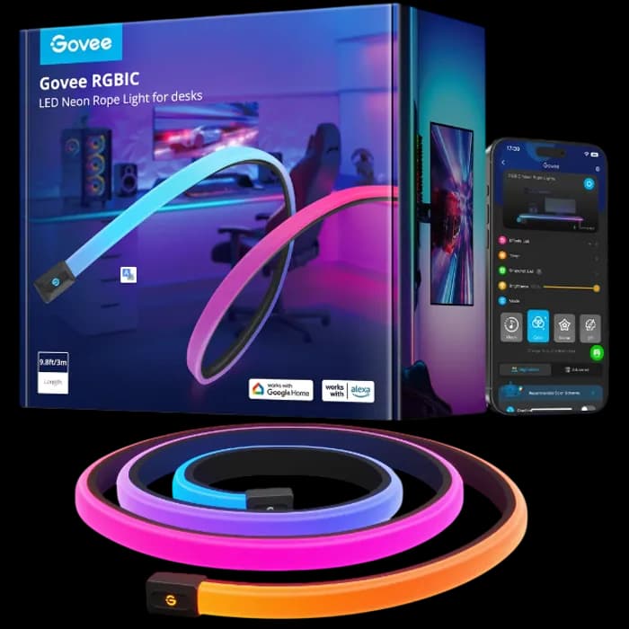 LED traka Govee Neon Rope Lights for Desks, H61C3, 3.0m, WiFi, Bluetooth, RGBIC LED