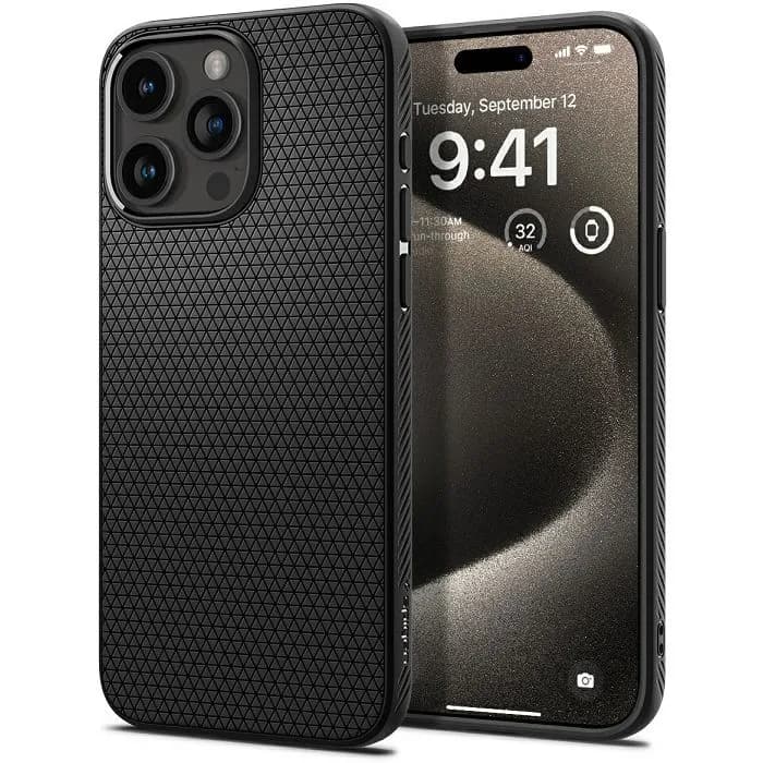 Maskica za mobitel Spigen Liquid Air, za Apple iPhone 15 Pro Max, mat crna