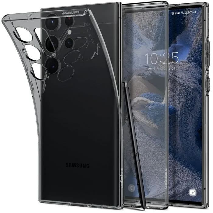 Maskica za mobitel Spigen Liquid Crystal, za Samsung Galaxy S23 Ultra, prozirno-crna