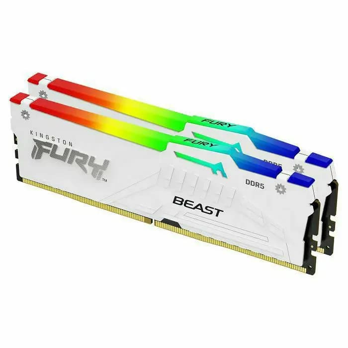 Memorija Kingston Fury Beast White RGB Expo, 64GB (2x32GB), DDR5 6000MHz, CL30