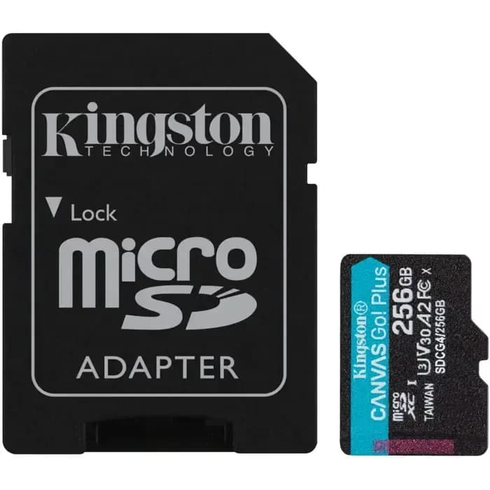 Memorijska kartica Kingston Canvas Go Plus Gen 4, microSDXC, HC Class 10, 256GB + SD Adapter