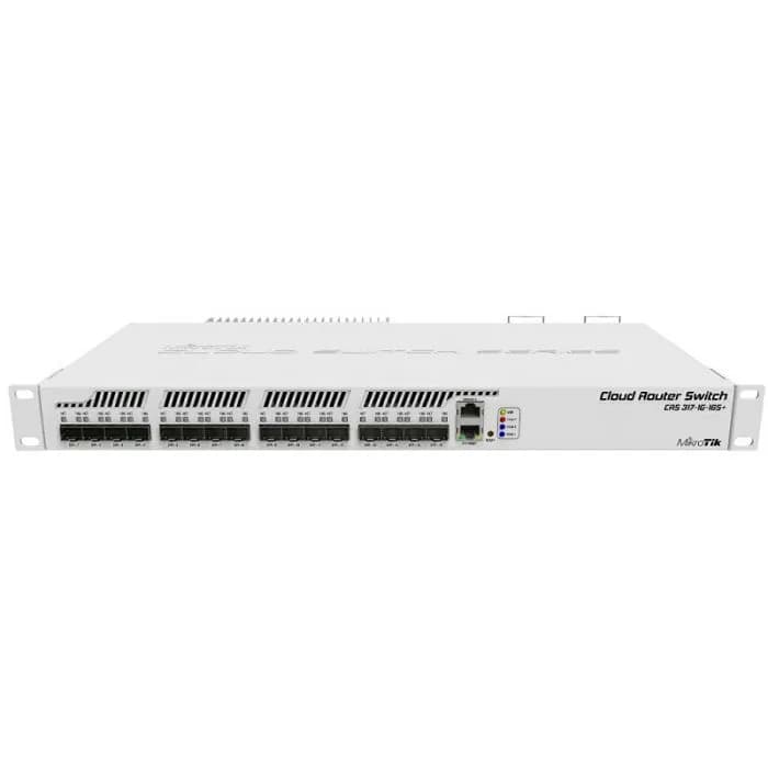 MikroTik Cloud Router Switch CRS317-1G-16S+RM, 800MHz CPU, 1GB RAM, 1xG-LAN, 16xSFP+, RouterOS L6 or SwitchOS (dual boot), 1U rackmount, Dual redundant PSU