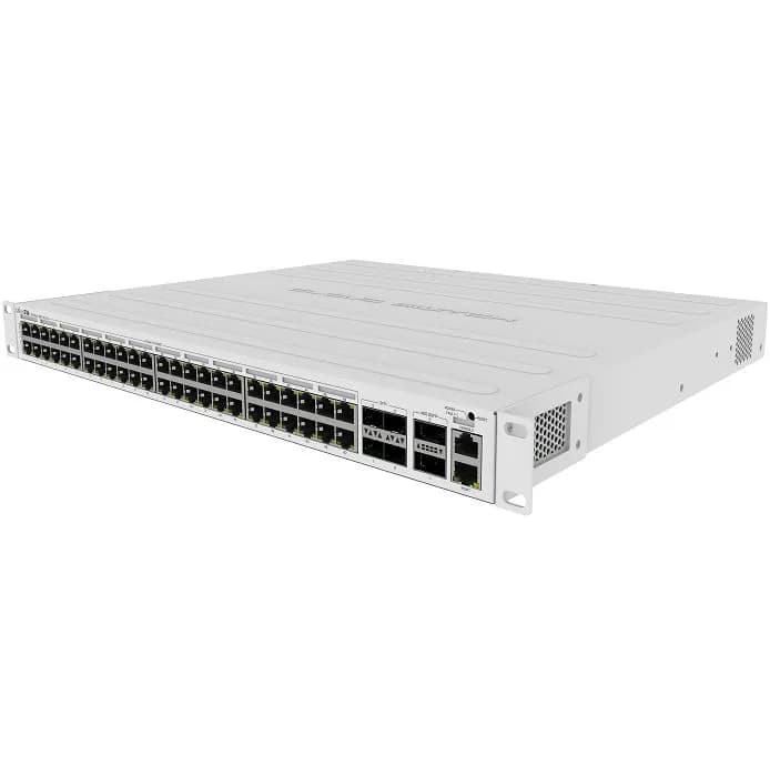 MikroTik Cloud Router Switch CRS354-48P-4S+2Q+RM, 48xG-LAN (svi PoE-out), 4x10G SFP+, 2x40G QSFP+ cages, RouterOS L5, 1U rackmount, 750W PSU