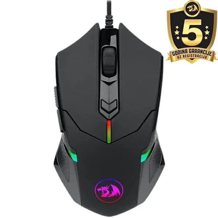 Miš Redragon Centrophorus 2 M601-2, žičani, gaming, 7200DPI, RGB, crni