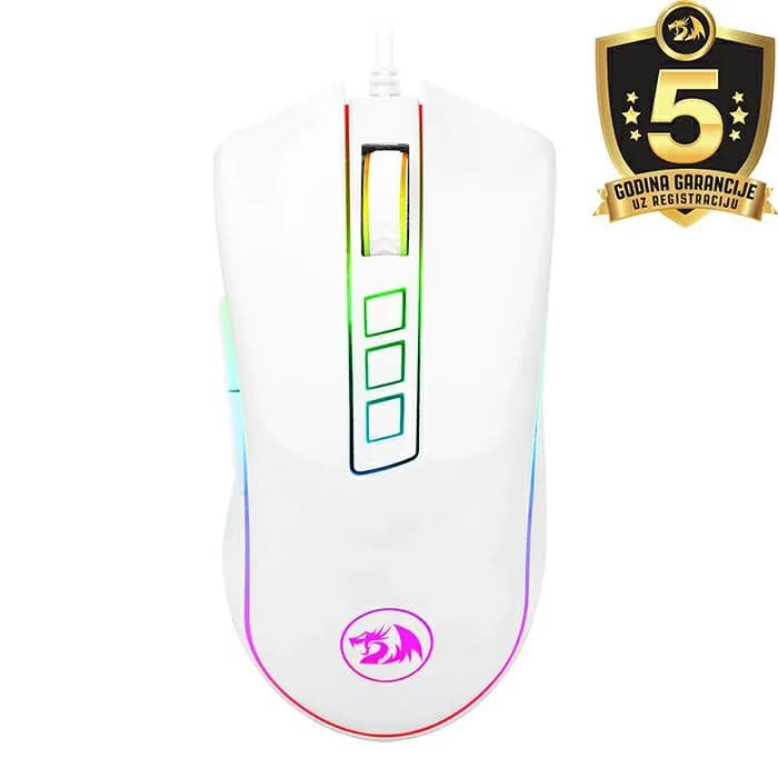 Miš Redragon Cobra M711W, žičani, gaming, 10000DPI, RGB, bijeli