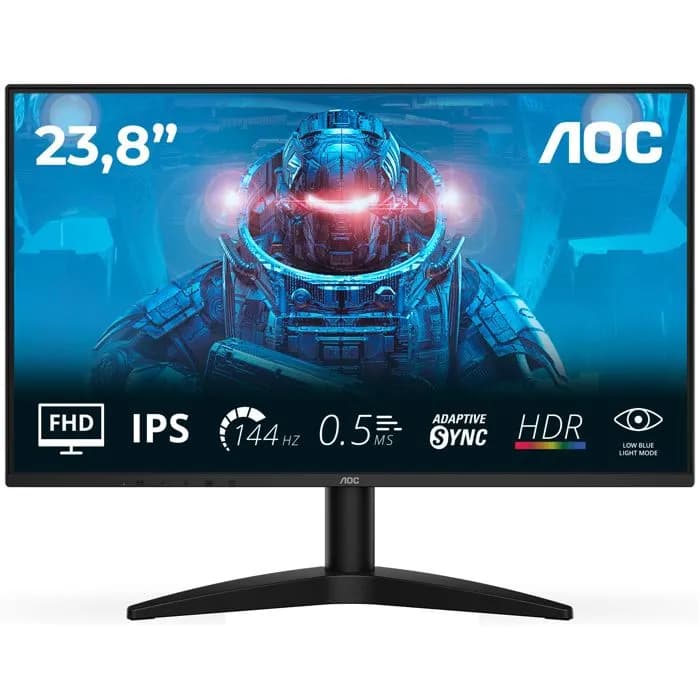 Monitor AOC 23.8" 24B36X, IPS, gaming, Adaptive-Sync 144Hz, 0.5ms, HDR10, HDMI, DP, Full HD