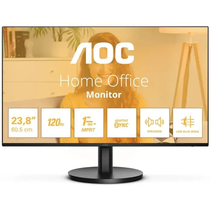 Monitor AOC 23.8" 24B3QA2, IPS, Adaptive-Sync 120Hz, 1ms,  VGA, HDMI, DP,  Zvučnici, Full HD