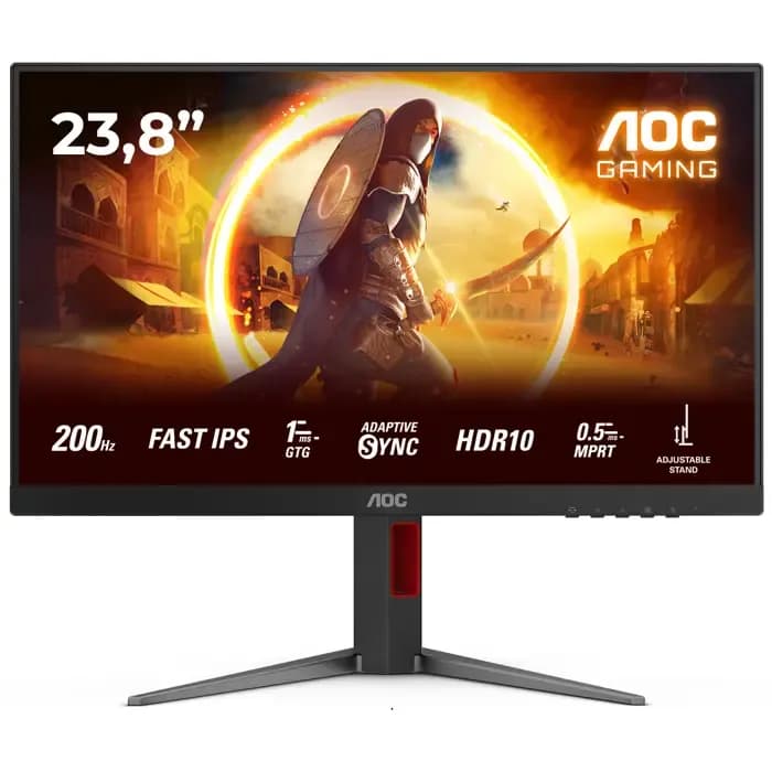 Monitor AOC 23.8" 24G4HA, Fast IPS, gaming, Adaptive-Sync 200Hz, 1ms (GTG), HDR10, 2xHDMI, DP, Zvučnici, Pivot, Full HD