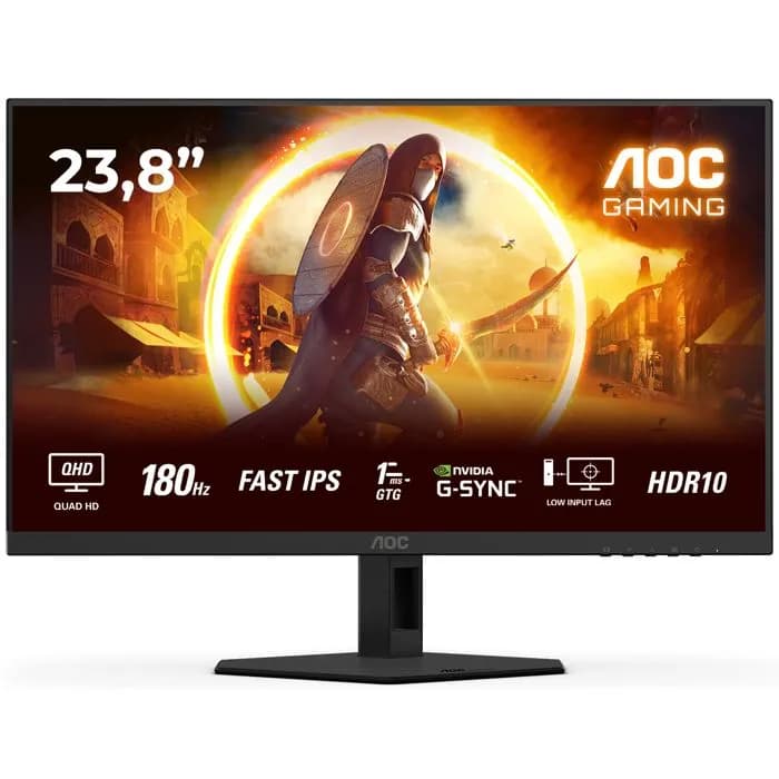 Monitor AOC 23.8" Q24G4RE, Fast IPS, gaming, Adaptive-Sync 180Hz, 0.5ms, HDR10, HDMI, DP, 2K
