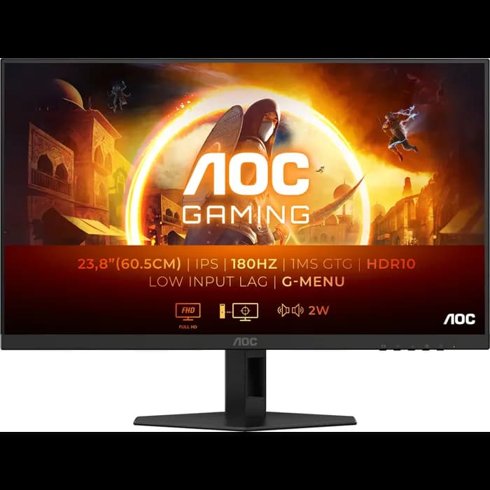 Monitor AOC 24" 24G4XE, IPS, gaming, Adaptive-Sync 180Hz, 1ms (GTG), HDR10, 2xHDMI, DP, Zvučnici, Pivot, Full HD