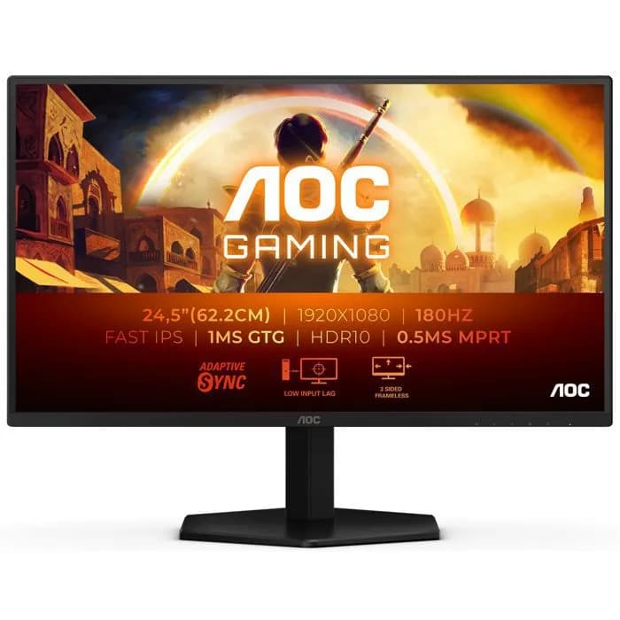 Monitor AOC 24.5" 25G42E, Fast IPS, gaming, Adaptive-Sync 180Hz, 0.5ms, HDR10, HDMI, DP, Full HD