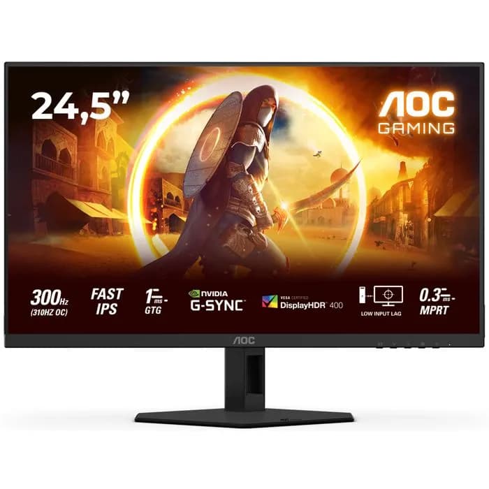 Monitor AOC 24.5" 25G4SRE, Fast IPS, gaming, Adaptive-Sync 300Hz (310Hz OC), 0.3ms, HDR400, 2xHDMI, DP, Full HD