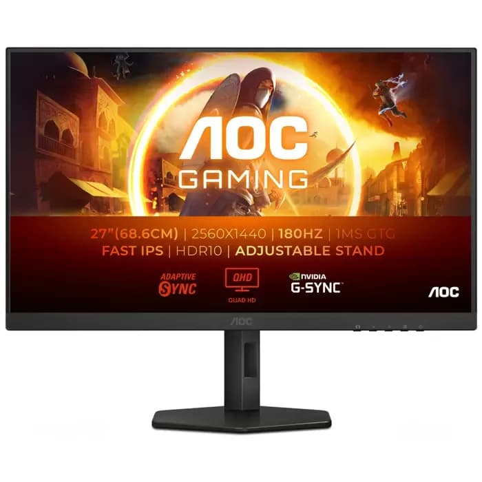 Monitor AOC 27" Q27G4XF, Fast IPS, gaming, Adaptive-Sync 180Hz, 1ms (GTG), HDR10, HDMI, DP, Pivot, 2K