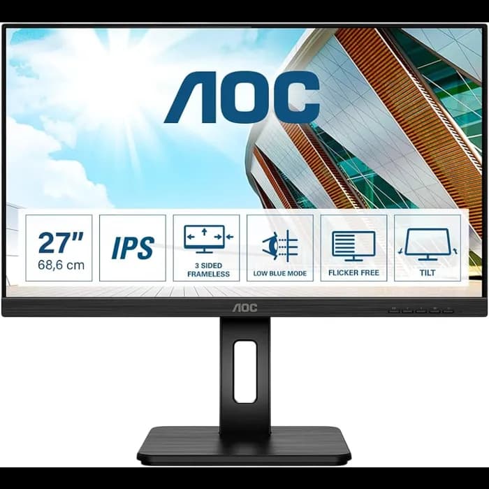 Monitor AOC 27" Q27P2Q, IPS, 75Hz, VGA, HDMI, DP, 4xUSB, Zvučnici, 2K