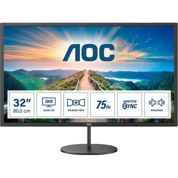 Monitor AOC 31.5" Q32V4, IPS, Adaptive-Sync 75Hz, HDMI, DP, Zvučnici, 2K