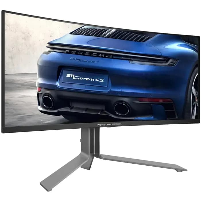 Monitor AOC 34" Agon Pro PD34 (Porsche Design), QD-OLED, gaming, NVIDIA G-Sync, Adaptive-Sync 240Hz, 0.03ms (GTG), HDR400, 2xHDMI, DP, 3xUSB 3.2, USB-C, Zvučnici, Zakrivljeni 1800R, 3440x1440